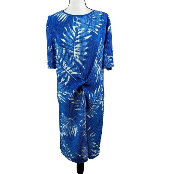 Catherine Malandrino Women's Dress XL Blue Short Sleeve Crinkled Front twist - Picture 1 of 10
